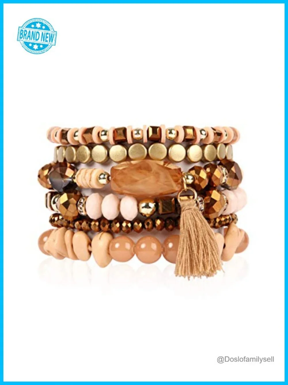 Multi Layer Beaded Stretch Bracelets Stackable Bangle Set